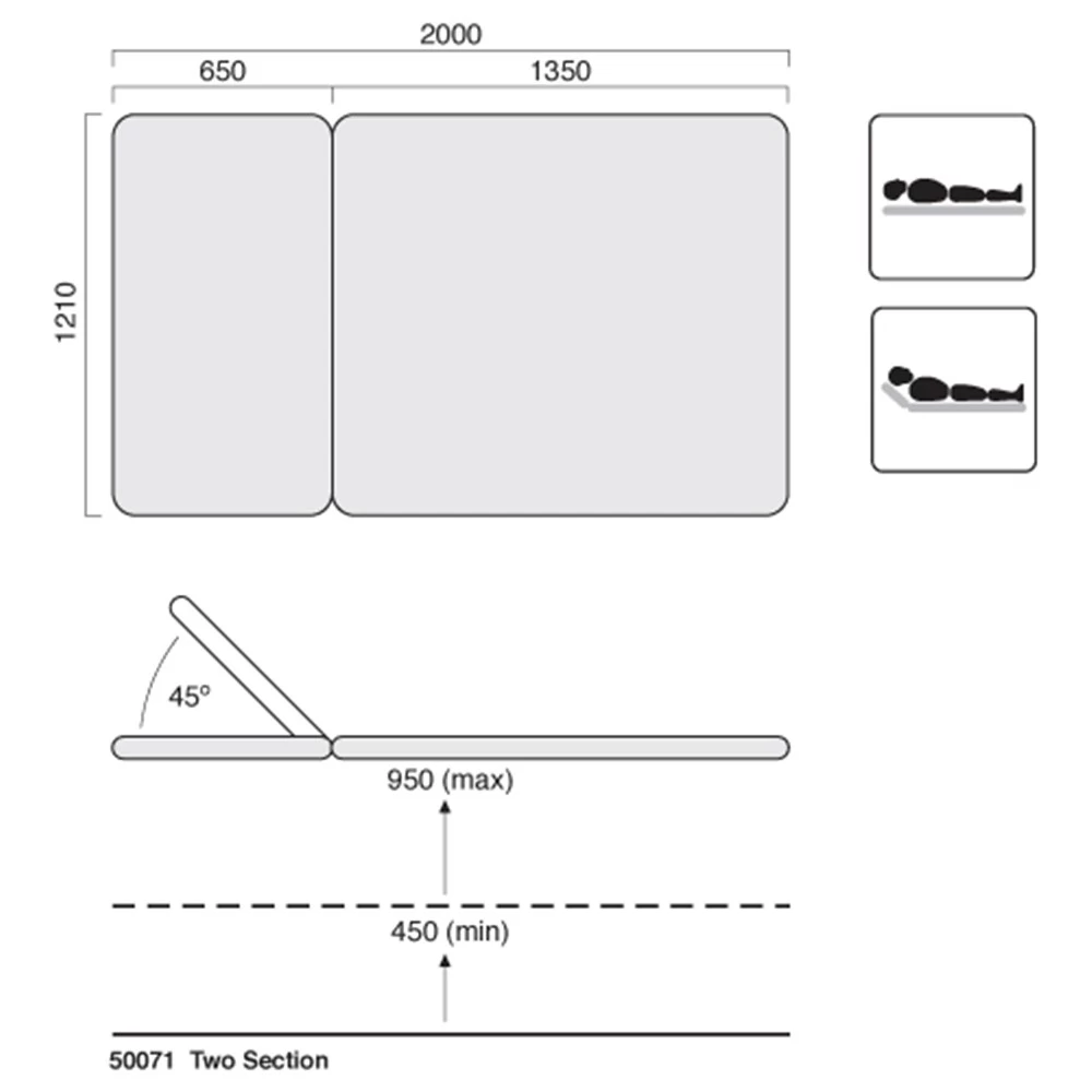 Healthtec Neurological Bobath Table (2 Section) - Image 2