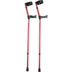 Double Adjustable Elbow Crutches With Anatomical Grip Adult [Rocket Red]